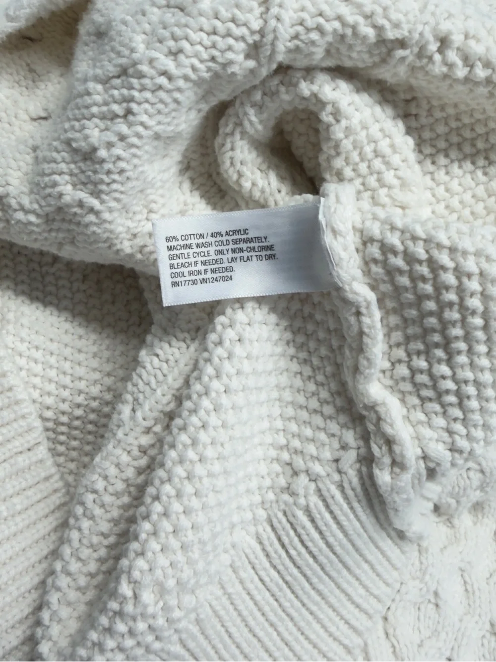 Future Collective Reese Blutstein Cropped Cable Knit Sweater White Cream Large